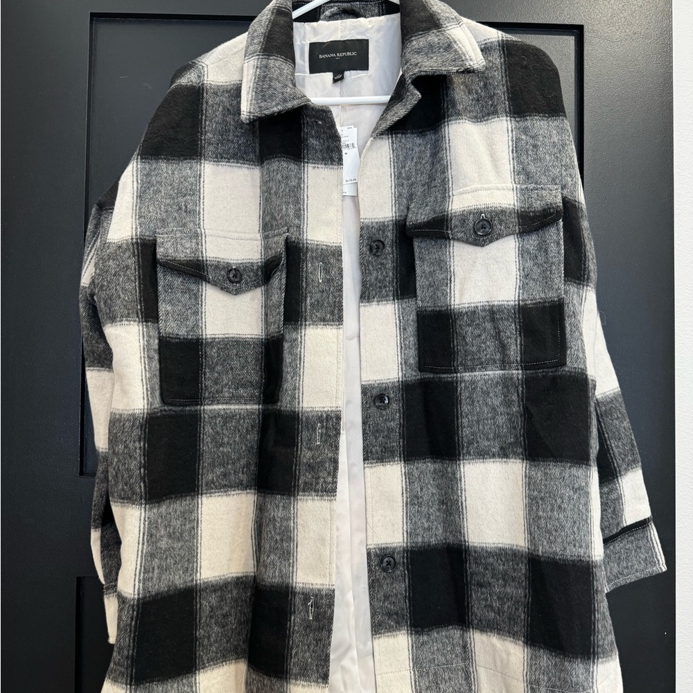 Buttons Monochrome Plaid Jacket - NWT